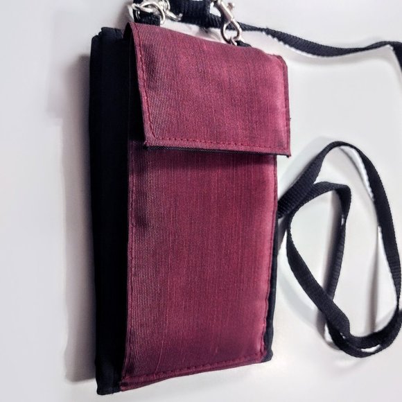 NW Territory Burgundy Nylon Crossbody Travel Wallet ~ Glasses/Phone Pocket ~ GVC - Picture 2 of 11